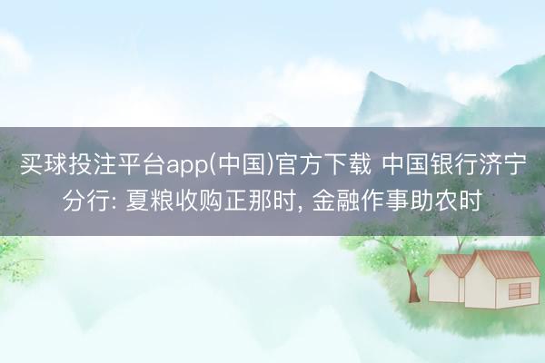 买球投注平台app(中国)官方下载 中国银行济宁分行: 夏粮